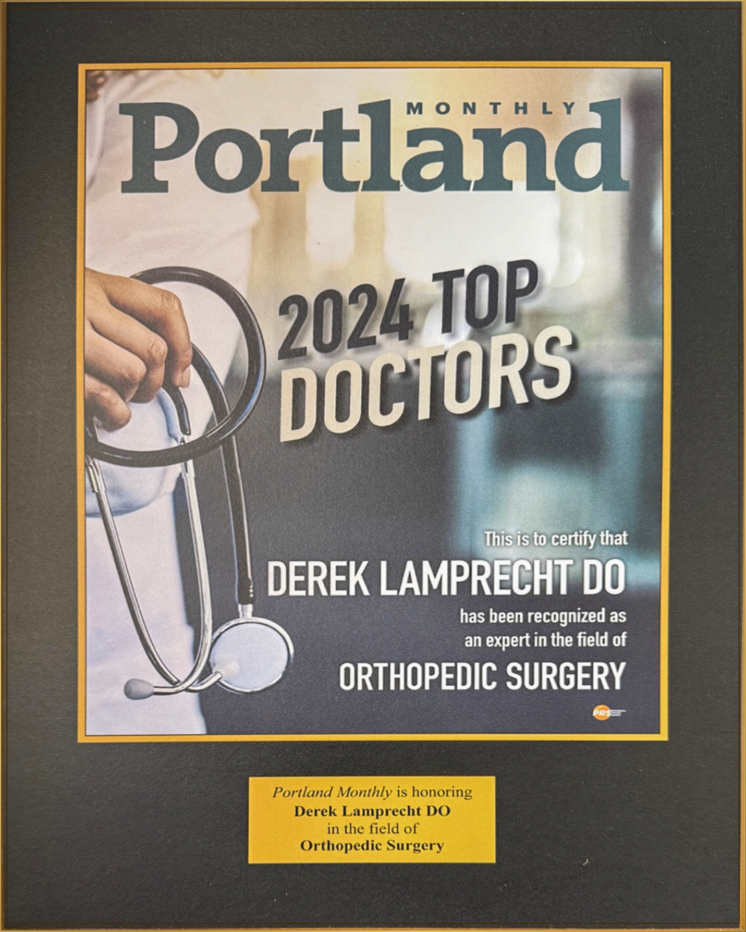 Derek Lamprecht DO Portland Monthly 2024 Top Doctors recognition