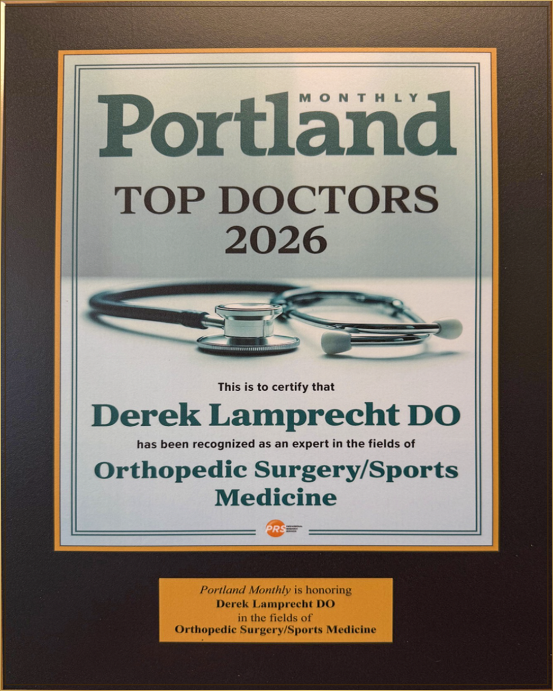 Derek Lamprecht DO Portland Monthly 2026 Top Doctors recognition